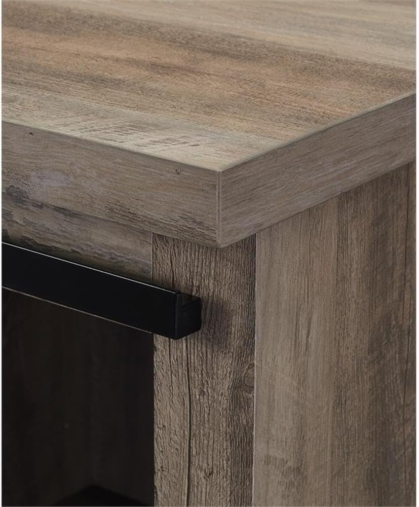 Abbey Modern Farmhouse Sliding X Barn Door Accent Console, 32 Inch, Grey Wash