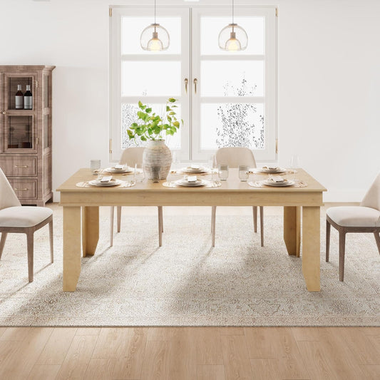 Farmhouse Dining Table for 6-8 People, 71 in Long Kitchen Tables with Wooden Sturdy Frame, 6 Ft Large Rectangular Dinner Table for Dining Room, Kitchen (Natural, 71" Non-Extendable)