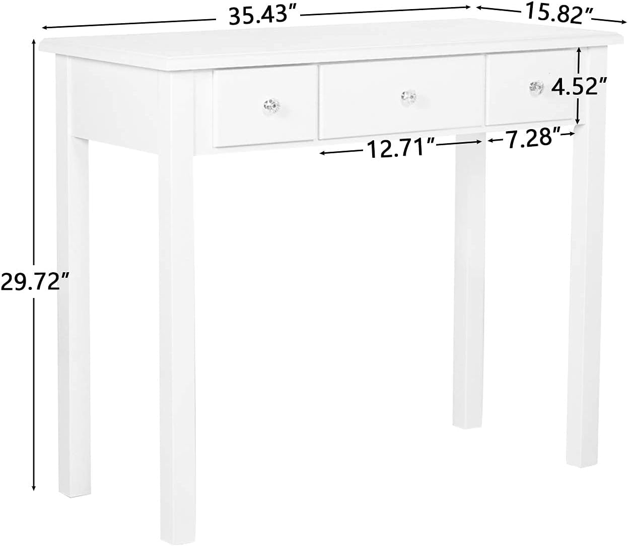 Home Office Small Writing Desk with Drawers Bedroom, Study Table for Adults/Student, Vanity Makeup Dressing Table save Space Gifts White (White)