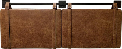 Harlow Modern Wall Mount Hanging Headboard, King, Brown Faux Leather