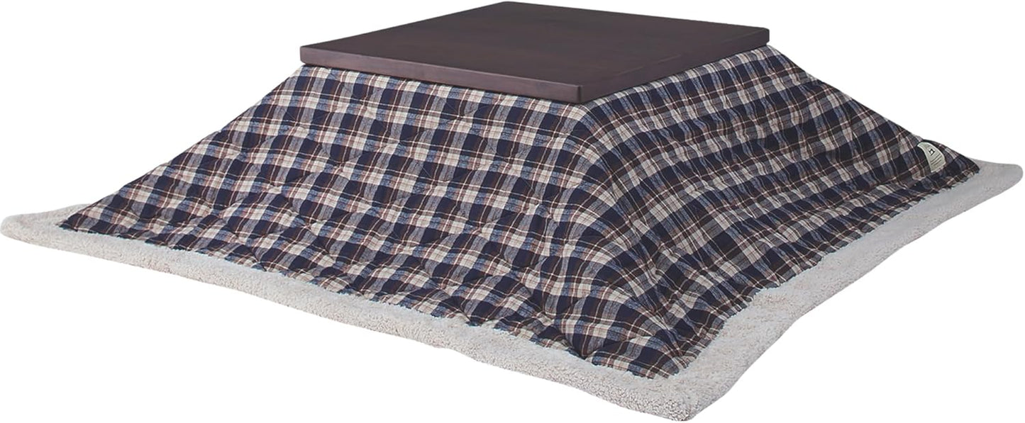 Kotatsu Futon Comforter Square Shape W75 X D75 Inches, Polyester Fabric Material, Home and Living, Navy Checked Design KK-103BL, This Order Comes Only Futon Comforter