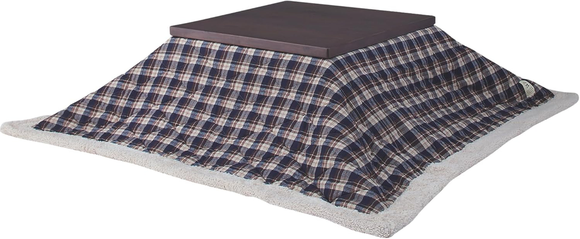 Kotatsu Futon Comforter Square Shape W75 X D75 Inches, Polyester Fabric Material, Home and Living, Navy Checked Design KK-103BL, This Order Comes Only Futon Comforter