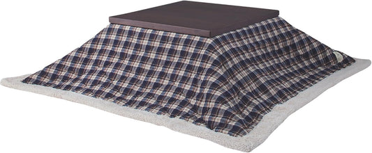 Kotatsu Futon Comforter Square Shape W75 X D75 Inches, Polyester Fabric Material, Home and Living, Navy Checked Design KK-103BL, This Order Comes Only Futon Comforter