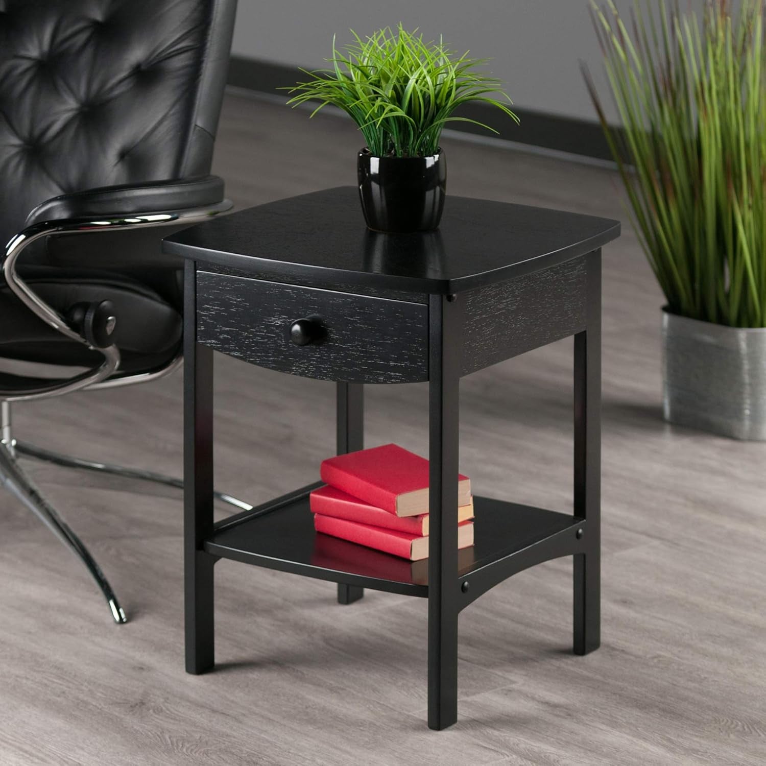 Claire Accent Table, 18 In, Black