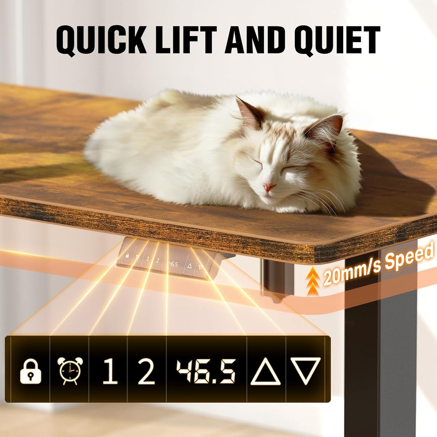 47.2" Standing Desk, Adjustable Height Office Desk with Wood Desktop, Computer Table for Home Work, Study and Gaming, Small Spaces, Modern Furniture，Brown