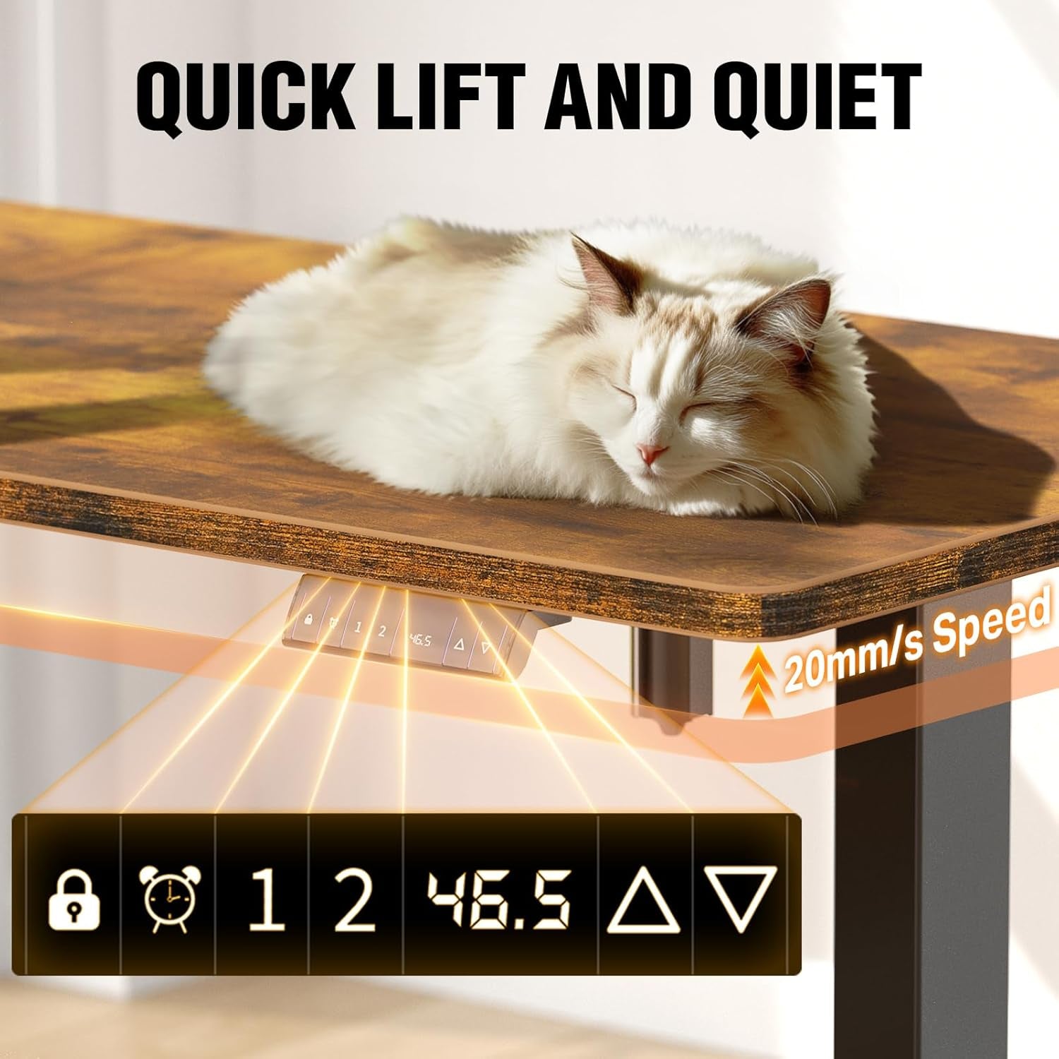 47.2" Standing Desk, Adjustable Height Office Desk with Wood Desktop, Computer Table for Home Work, Study and Gaming, Small Spaces, Modern Furniture，Brown