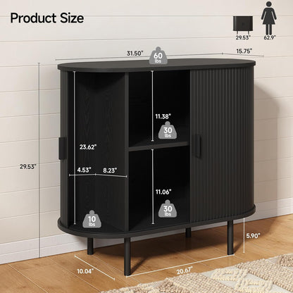 31.5" Sideboard Buffet Cabinet with Storage, Storage Cabinet with Sliding Door & Adjustable Shelf, Modern Accent Coffee Bar Console Table for Kitchen, Entryway, Black