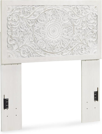 Paxberry Boho Chic Panel Adjustable Headboard ONLY, Full, Whitewash