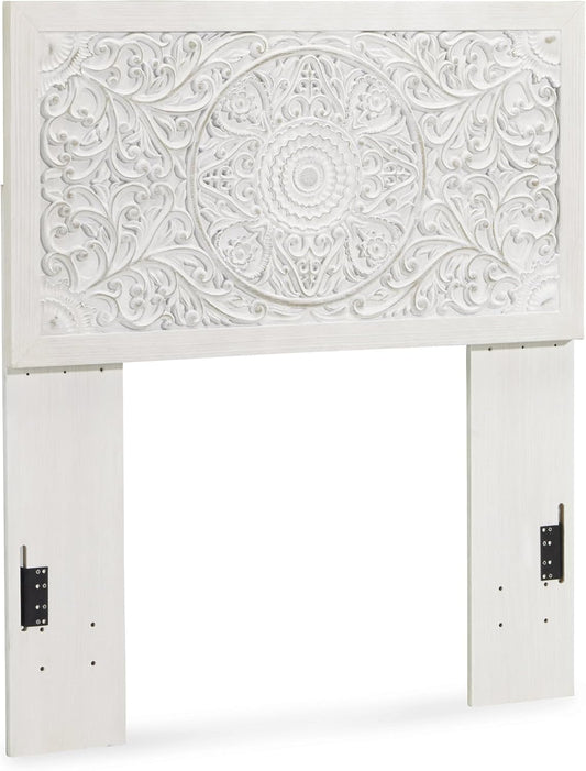 Paxberry Boho Chic Panel Adjustable Headboard ONLY, Full, Whitewash