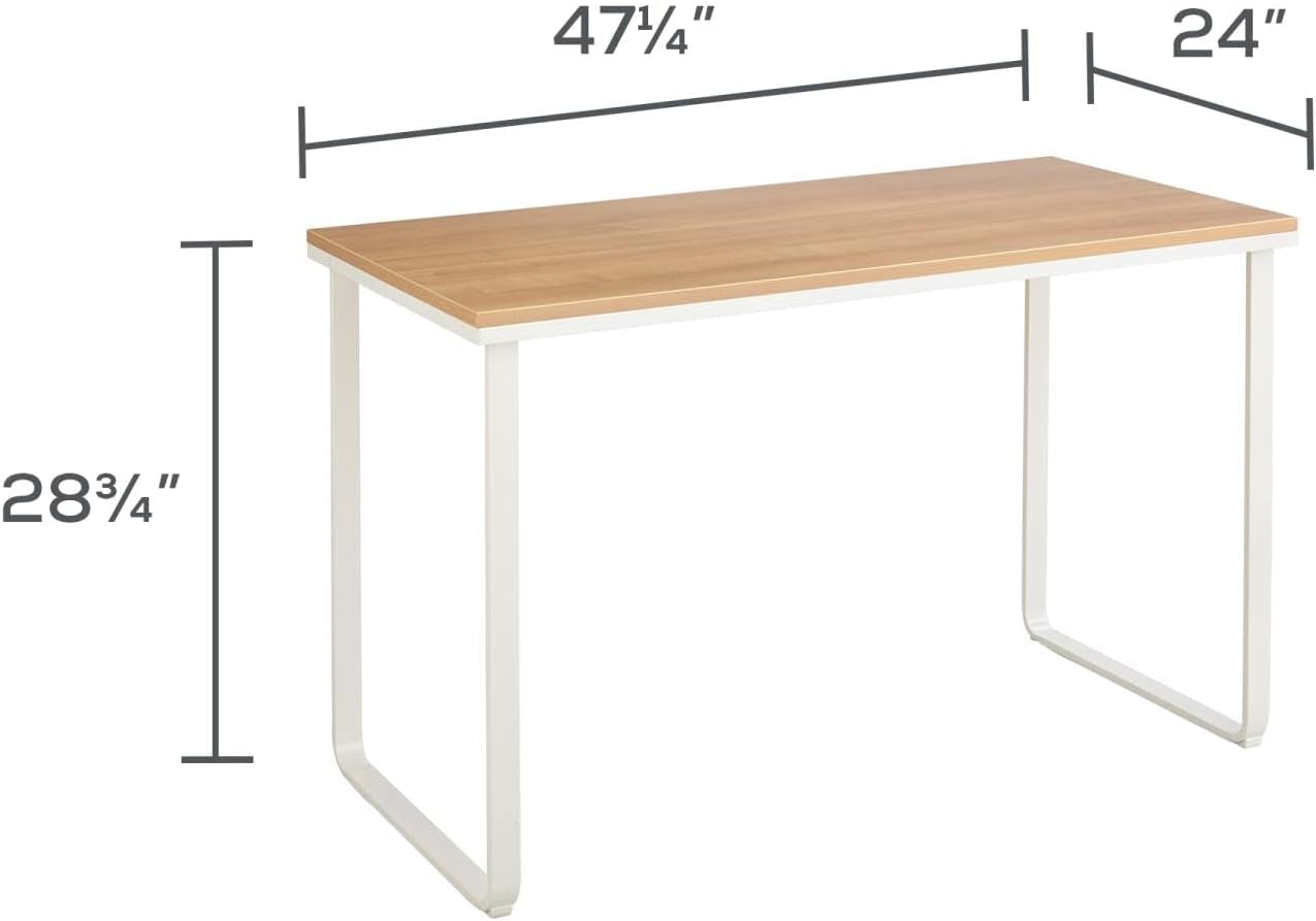 Simple Design Table Desk with Sled Base, , Beech Top White Legs (1943BHWH)
