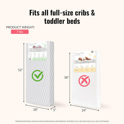 5" Cozy Cloud 2-In-1 Crib and Toddler Mattress, Dual-Sided - Infants & Toddlers, Breathable & Waterproof, 75% Recycled Fiber, GREENGUARD Gold & Baby Safety Alliance Certified – Taffeta