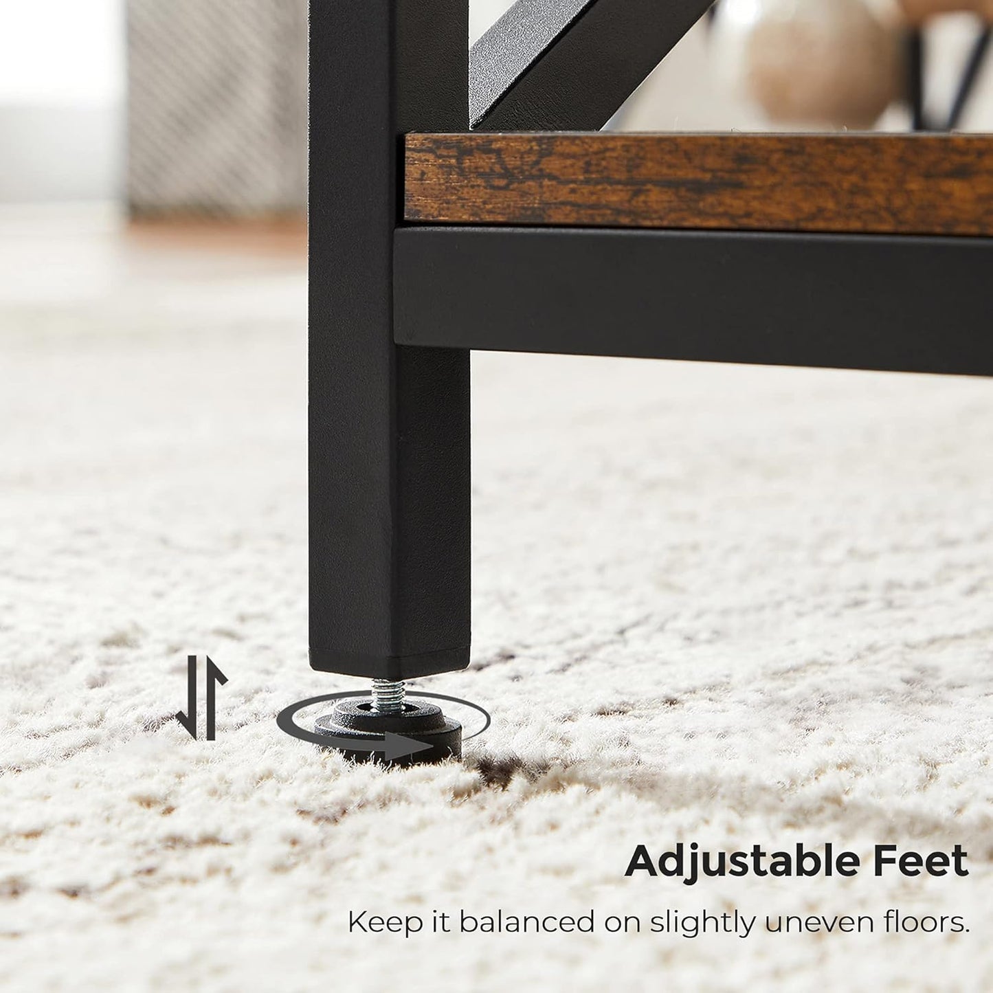 Coffee Table, Cocktail Table with Storage Shelf and X-Shape Steel Frame, Industrial Farmhouse Style, 39.4 X 21.7 X 17.7 Inches, Rustic Brown and Black ULCT200B01V1