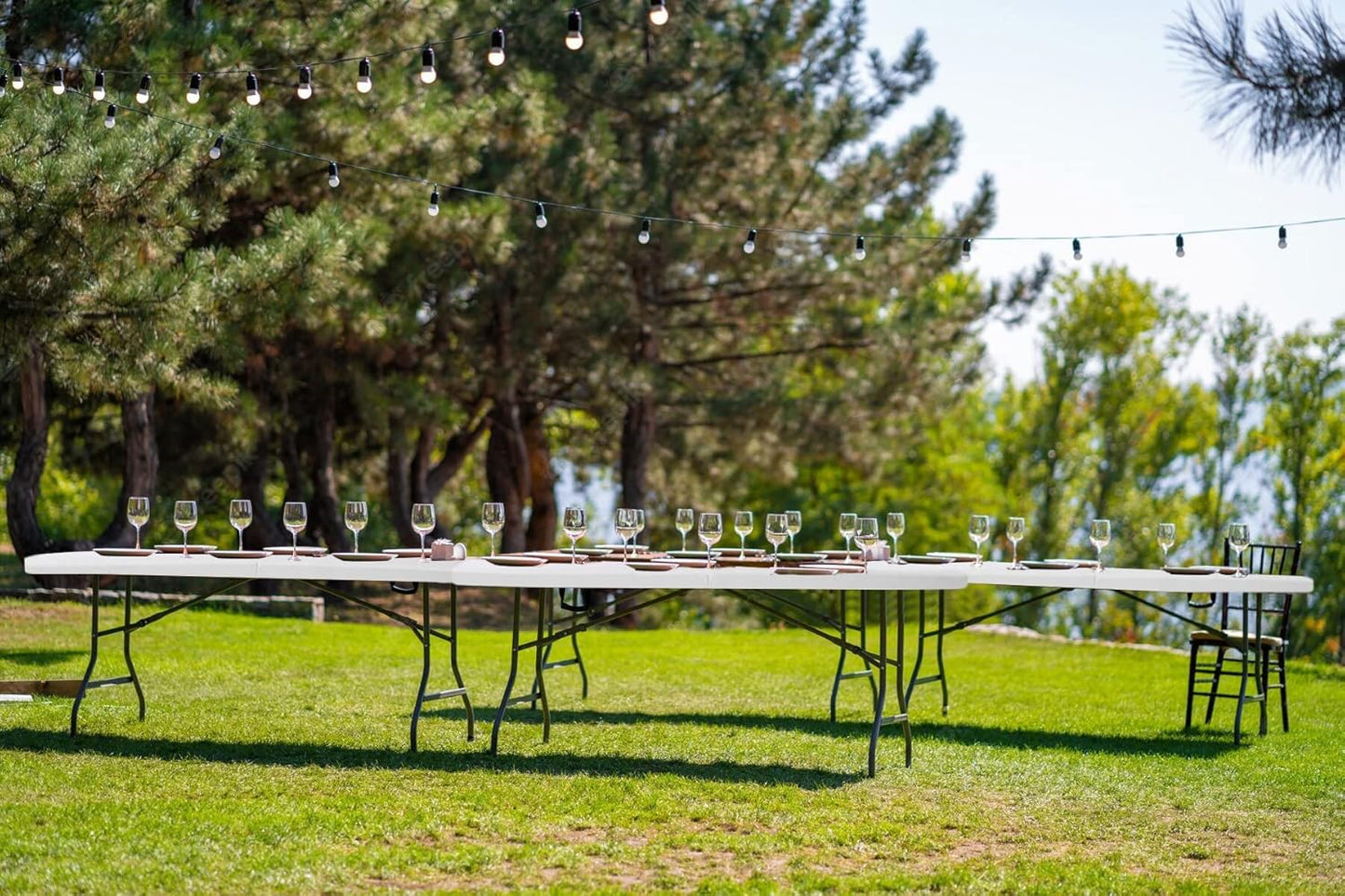 6 Foot Folding Table 6Ft Foldable Portable Plastic Tables for Party, Fold-In-Half Heavy Duty Table, 6’ Utility Dining Card Long Table, Indoor Outdoor Fold up for Picnic, Camping, White, Large