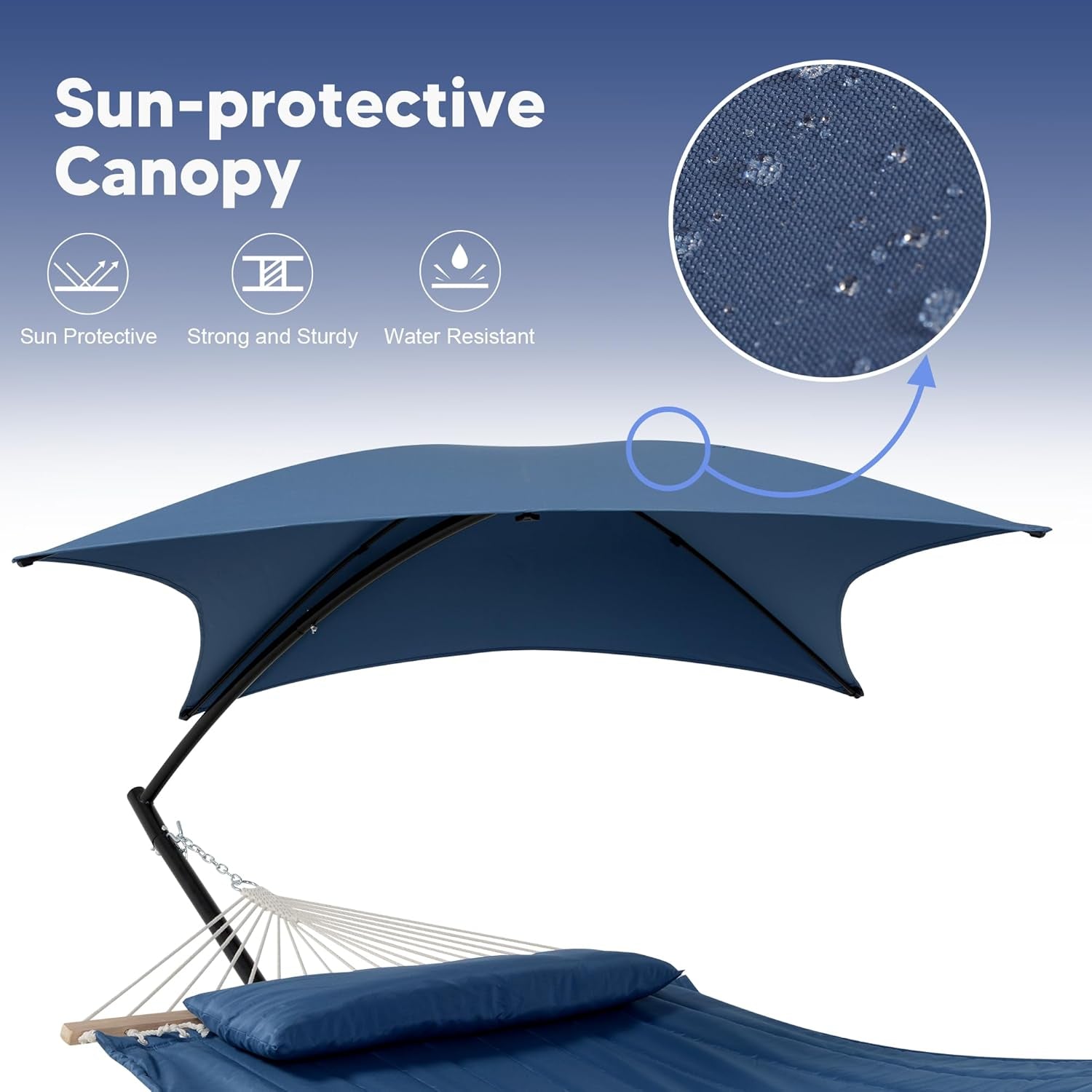 Hammocks for outside with Stand, Sunshade, Porch Hammock and Stand, 475 Lbs Capacity, Patent Pending, Navy