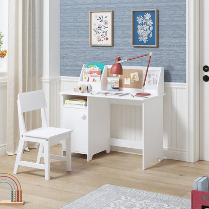 Kids Study Desk with Chair, Kids Desk and Chair Sets with Hutch for 3-8, Wooden Children Study Table, Student Writing Table Computer Workstation