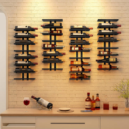 8 Tier Wall Mount Wine Rack, Wall Racks for Wine Bottles Display and Storage, Hanging Bottle Organizer for Living Room, Dining Room, Wine Cellar, Bar, Black