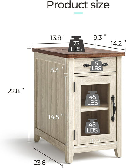Living Room Table Sets 4 Piece with TV Stand, Farmhouse TV Stand for 65 Inch TV, Coffee Table with Drawers, Two End Table with Charging Station, Washed Gray