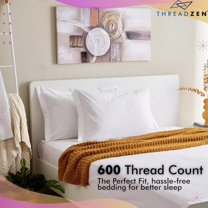 King Pillow Sham 20X36 Size, Set of 2 Long Staple 100% Egyptian Cotton Pillow Protector - Cushion Cover/Case Home Decorative - Hotel Style Soft & Breathable Envelope Closure, White