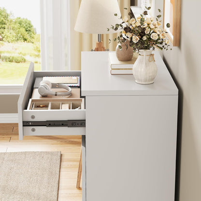 White 5 Drawer Dresser for Bedroom, 15" D X 23.7" W X 40.4" H in Simply Modern Chest of Drawers, Wood Storage Dresser with Deep Drawers for Living Room Hallway Entryway, White