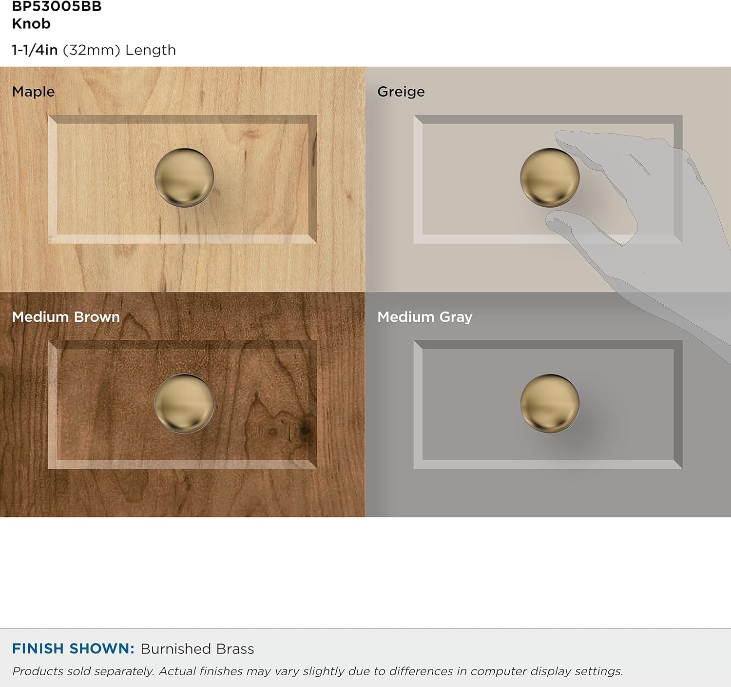 | Cabinet Knob | Burnished Brass | 1-1/4 Inch (32 Mm) Diameter | Edona | Drawer Knob | Cabinet Hardware (Pack of 1)