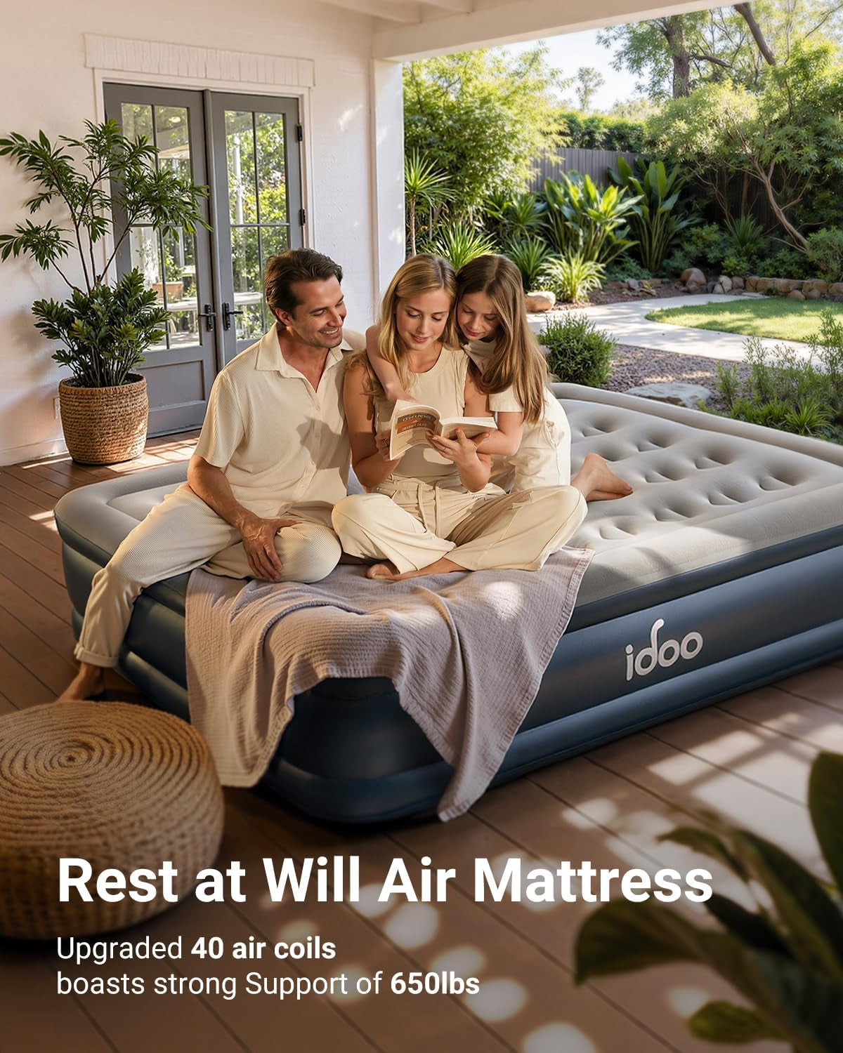 Queen Air Mattress with Built in Pump, 18 Raised Comfort Inflatable Blow up Mattress, Upgraded Support Structure Portable Air Bed for Camping, Guests and Home, Colchon Inflable, 650Lbs Max