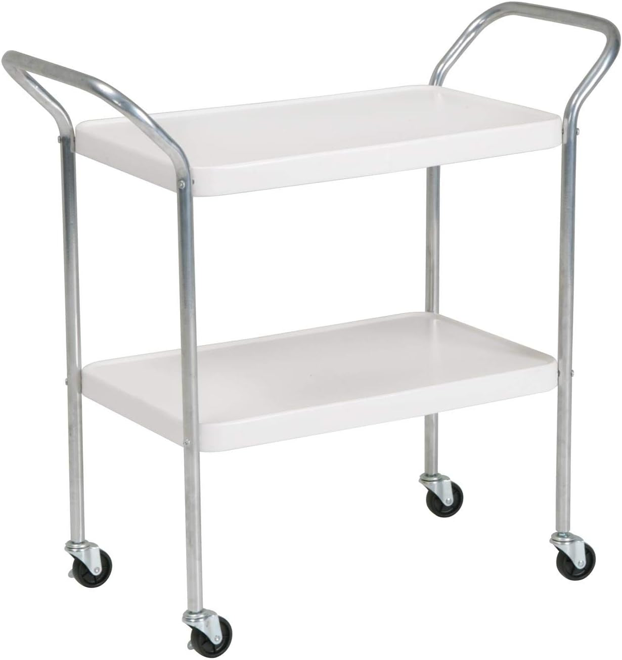 Stylaire 2 Tier Serving Cart, White & Silver