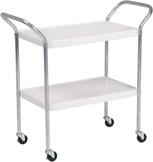 Stylaire 2 Tier Serving Cart, White & Silver