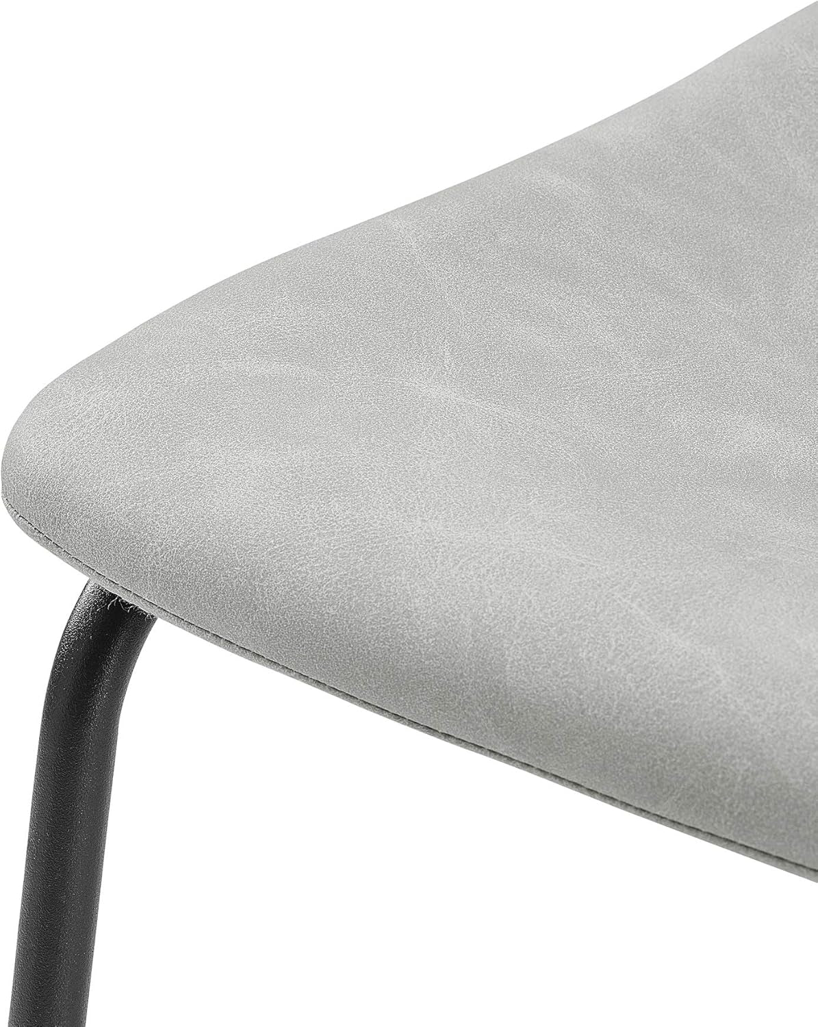 Douglas Urban Industrial Faux Leather Armless Bar Chairs, Set of 2, Grey