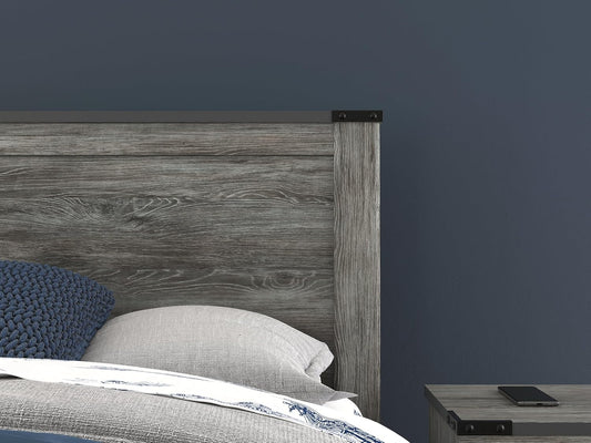 Signature Design by Ashley Frandern Rustic Panel Headboard with Nailhead, Full, Gray