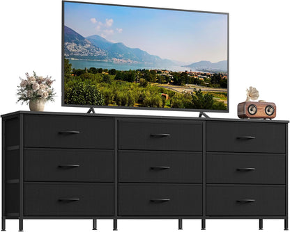 BELLAH Collection - Dresser for Bedroom, TV Stand for Tvs up to 70 Inches, Chest of Drawers for Living Room, Closet, Steel, 9 Drawers, Modern, Ink Black ULGS233BH02S