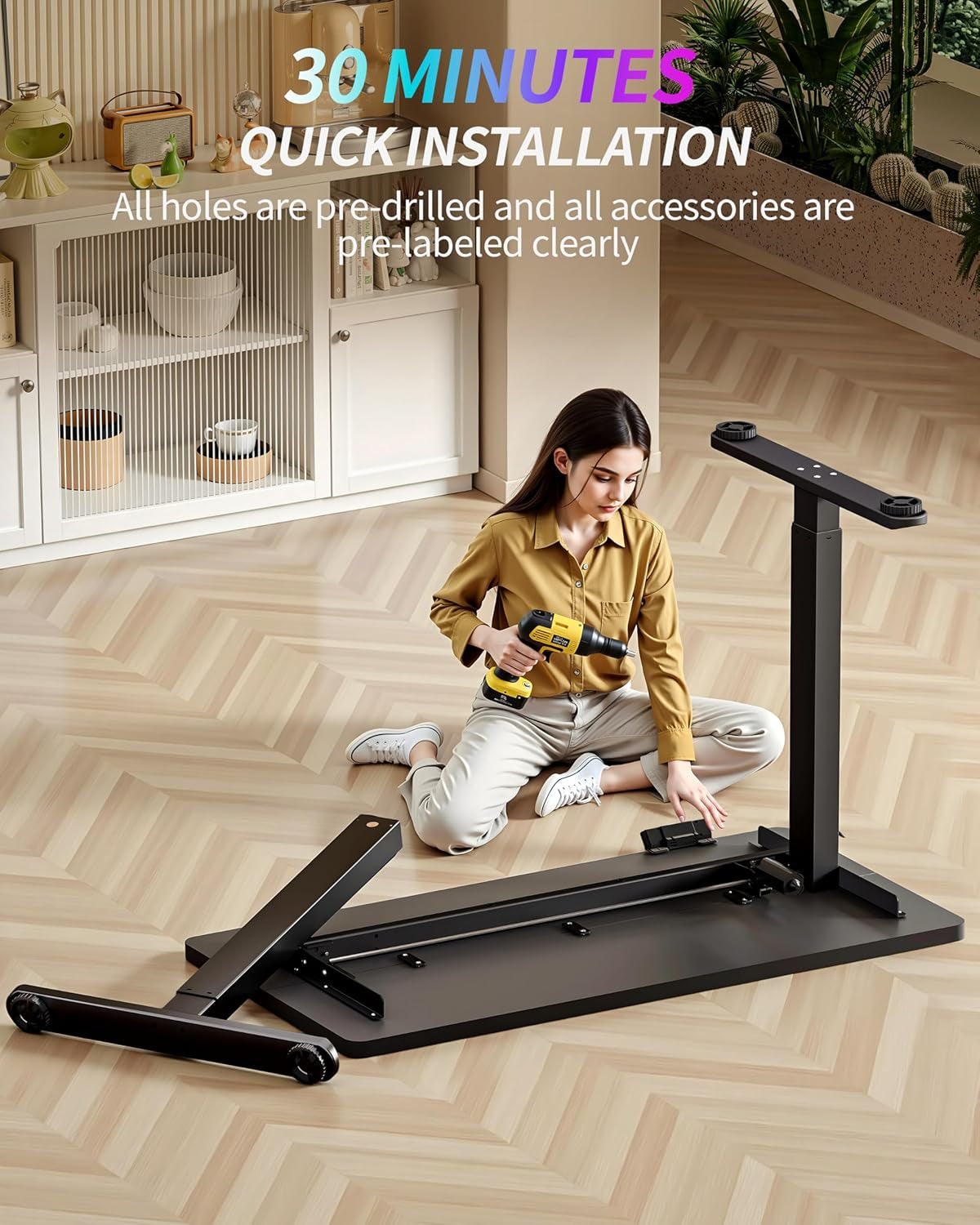 40X24 Inch Electric Standing Desk with Memory Presets, Quiet Motor Height Adjustable Stand up Desk for Home Office & Gaming, Ergonomic Sit Stand Workstation，Light Rustic Brown