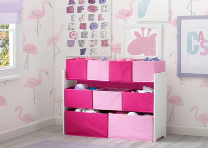 Deluxe Multi-Bin Toy Organizer with Storage Bins, White/Pink Bins