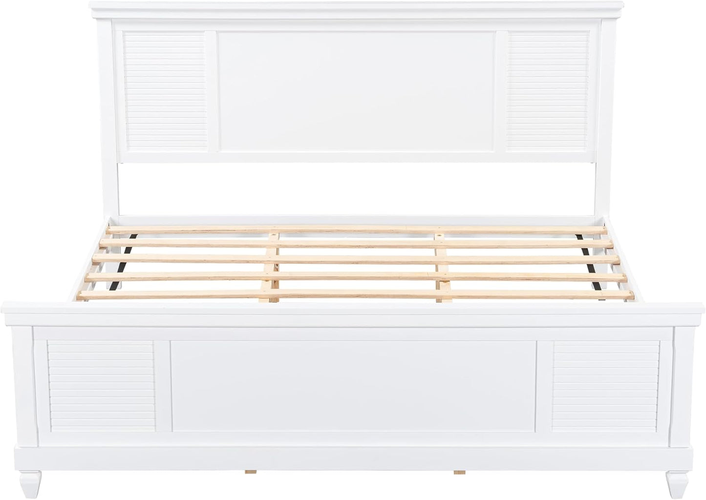 King Size Bed Frame and Wood Headboard, Farmhouse White Platform Bed Frame with Sturdy Wooden Support Slats, No Box Spring Needed, Holds up to 800 Pounds, Noise-Free, Easy Assembly