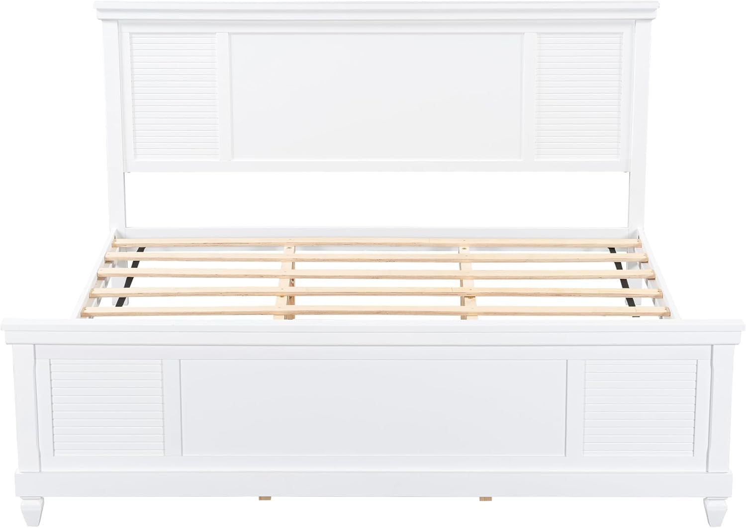 King Size Bed Frame and Wood Headboard, Farmhouse White Platform Bed Frame with Sturdy Wooden Support Slats, No Box Spring Needed, Holds up to 800 Pounds, Noise-Free, Easy Assembly