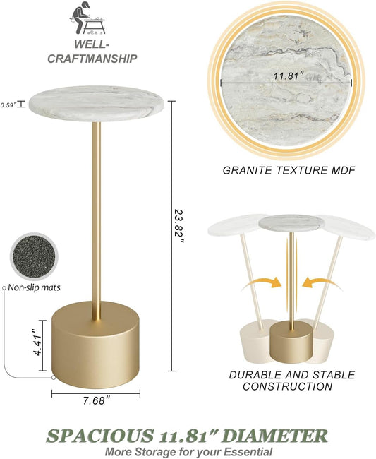 Gold Drink Table Pedestal, round Side Table, Drink Tables for Small Spaces, Pedestal End Table, Small Pedestal Table