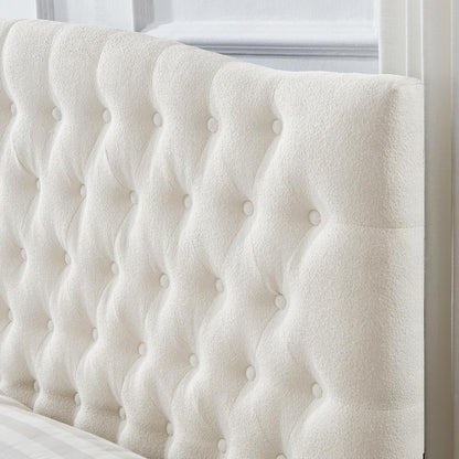 Boucle Upholstered Tufted Button King Headboard and Comfortable Fashional Padded King/California King Size Headboard,6025-K-Boucle-Ivory