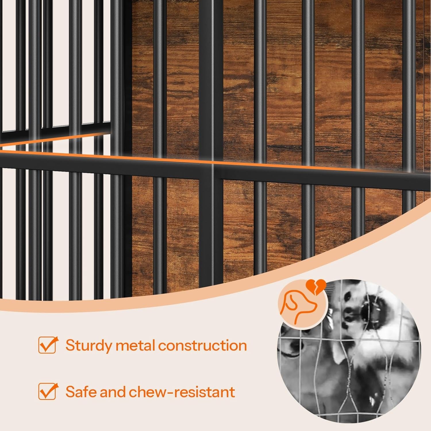 Dog Crate Furniture, 36.6" Heavy Duty Dog Kennel with Sliding Barn Door, Wooden Dog Cage Indoor, Decorative Side End Table for Small/Medium Dogs, Rustic Brown and Black FG162GW03G1