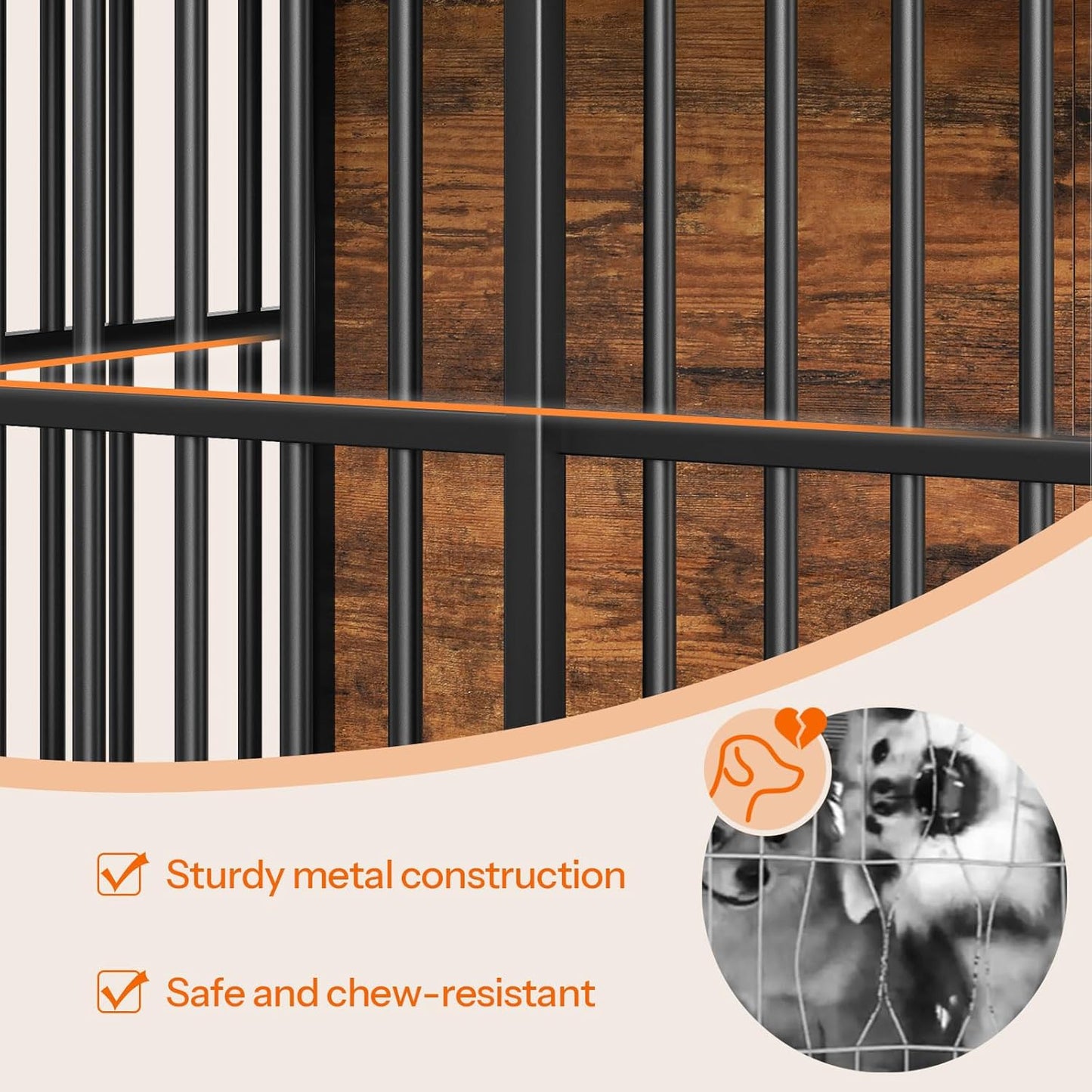 Dog Crate Furniture, 36.6" Heavy Duty Dog Kennel with Sliding Barn Door, Wooden Dog Cage Indoor, Decorative Side End Table for Small/Medium Dogs, Greige and Black GY162GW03G1