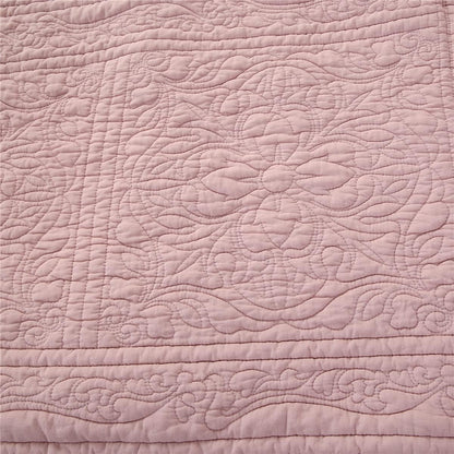 100% Cotton Quilted Pillow Sham Floral Printed Pillow Cover (Standard, Dusty Pink)