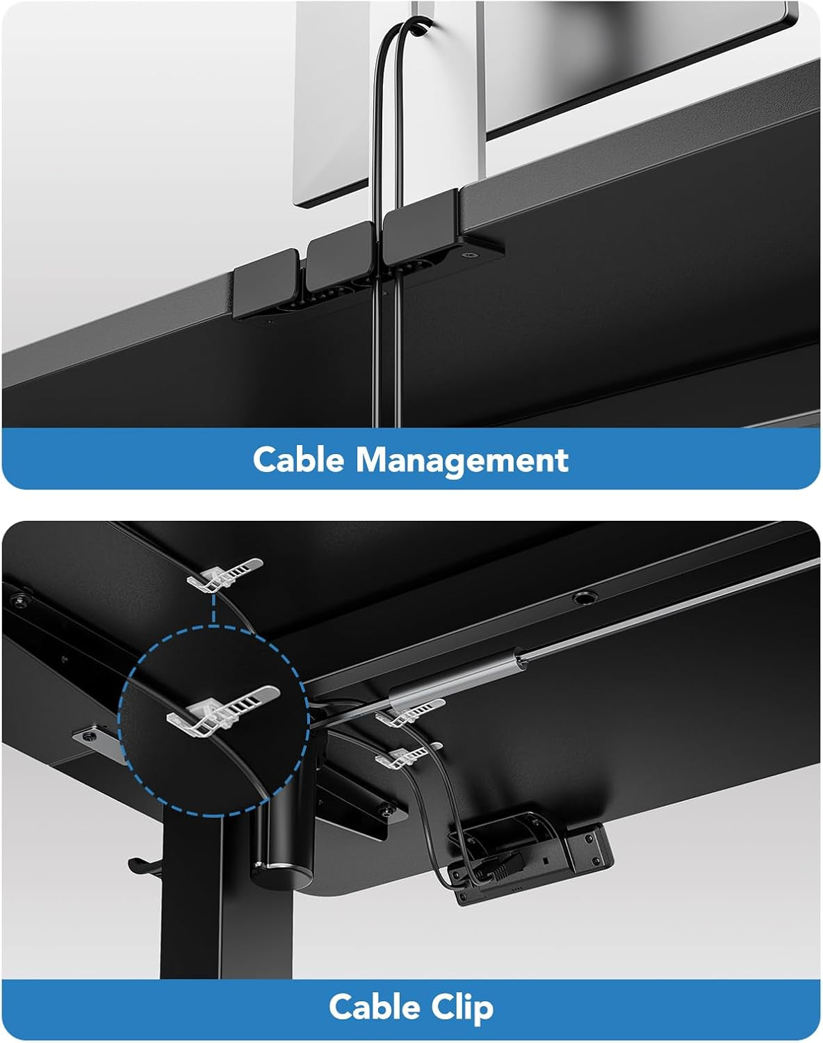 48" X 24" Electric Standing Desk Adjustable Height, 4 Memory Height Settings, Headphone Hook, Cable Manager, Sit Stand up Desk for Home Office & Computer Workstation, Black
