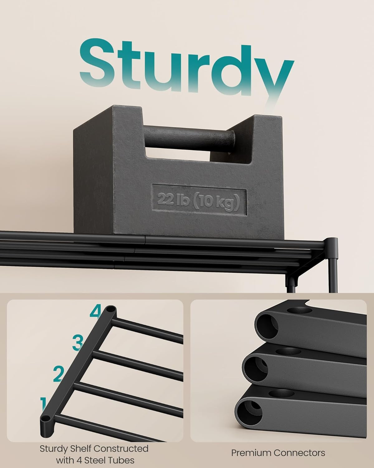 Shoe Rack, 5-Tier Shoe Organizer, Metal Storage Shelf, Upright or Upside Down, for 20-25 Pairs, Stackable, for Entryway, 11.8 X 36.2 X 35.4 Inches, Black ULSA305BH01