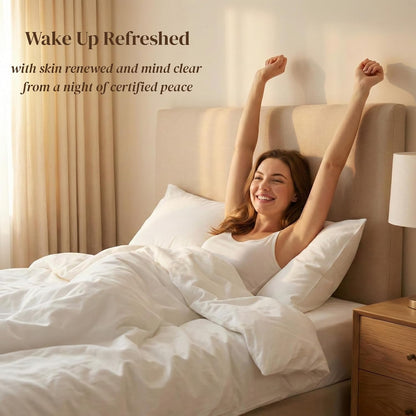 Pillowcases King Size Set of 2, Cool Touch Cotton Sateen Fabric, 500TC, Silky Smooth & Soft, Open End, White
