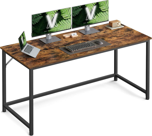 Computer Desk, Office Work Desk, 23.6 X 53.1 X 29.9 Inches, for Study, Bedroom, Home Office, Living Room, Rustic Brown and Ink Black ULWD043B01
