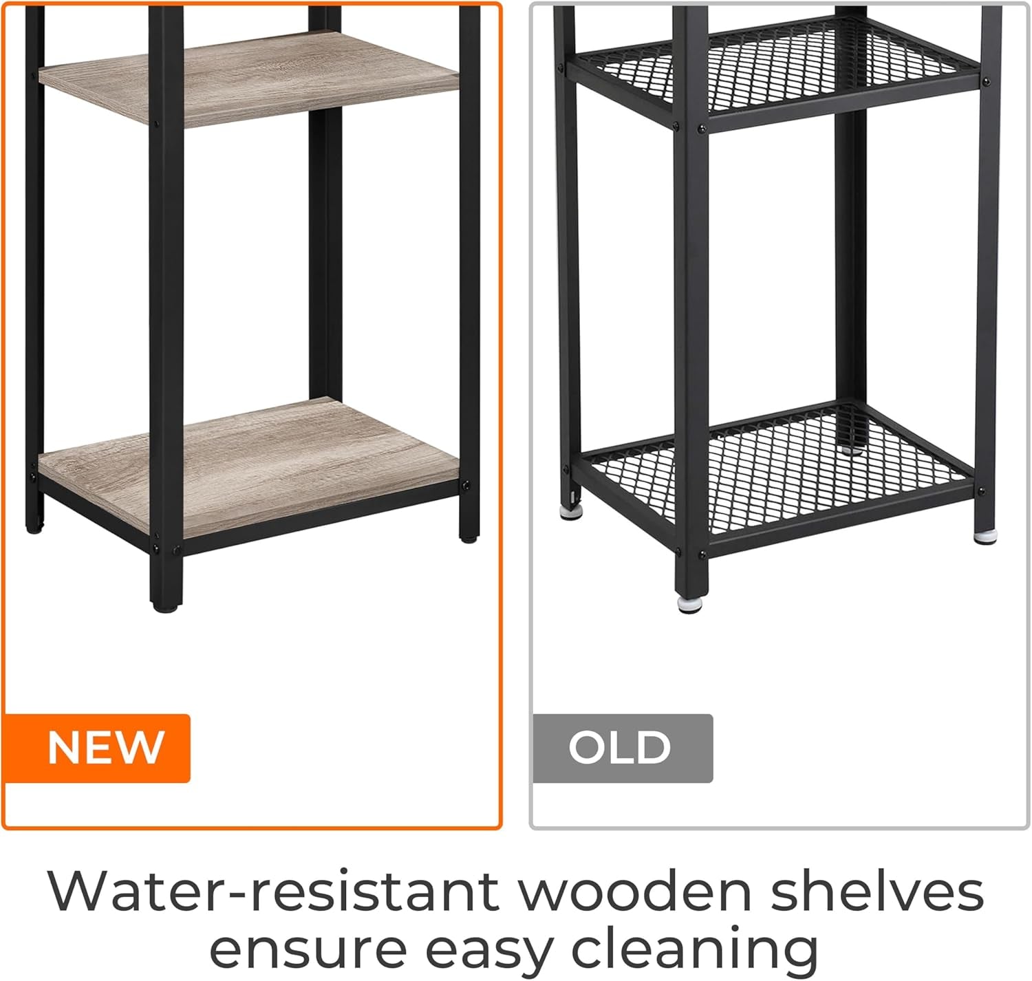 30 in Tall End Table, 3-Tier with Strong Wooden Shelves, Small Side Table with Metal Frame for Living Room Office, Small Places, Gray