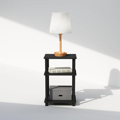 Just 3-Tier Turn-N-Tube Open Storage Nightstand, 1-Pack, Plastic Poles, Americano/Black