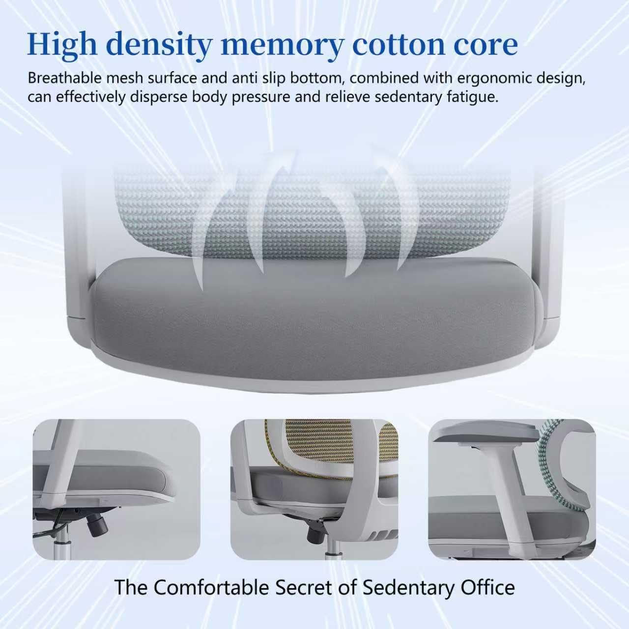 Ergonomic Office Chair 500 LBS Home Mesh Office Chair Comfortable Gaming Desk Chairs Adjustable 90-125° Tilt Rolling Computer Chairs with Wheel 3D Armrest