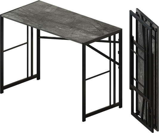 Folding Desk 40 Inch Writing Gaming Computer Camping Desk, No Assembly Required Home Office Table, Grey