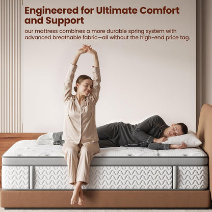 Queen Mattress 12 Inch, 5-Zone Deep Sleep Firm Mattress with Extra Lumbar & Shoulder Support, Hotel Collection Hybrid Mattresses Pain Relief - Fiberglass Free - No Odor - 365 Night Trial