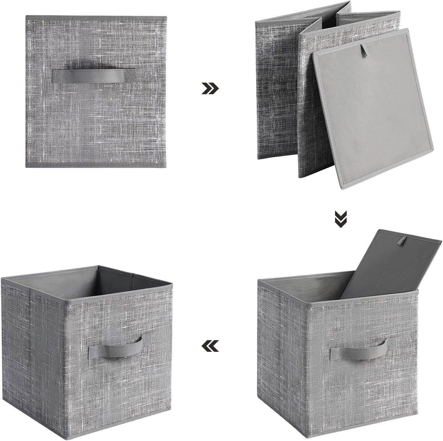 Cube Storage Organizer and Fabric Storage Bins Bundle, Closet Organization and Storage, Foldable Cube Baskets and Shelving, Gray ULPC06G and UROB26LG