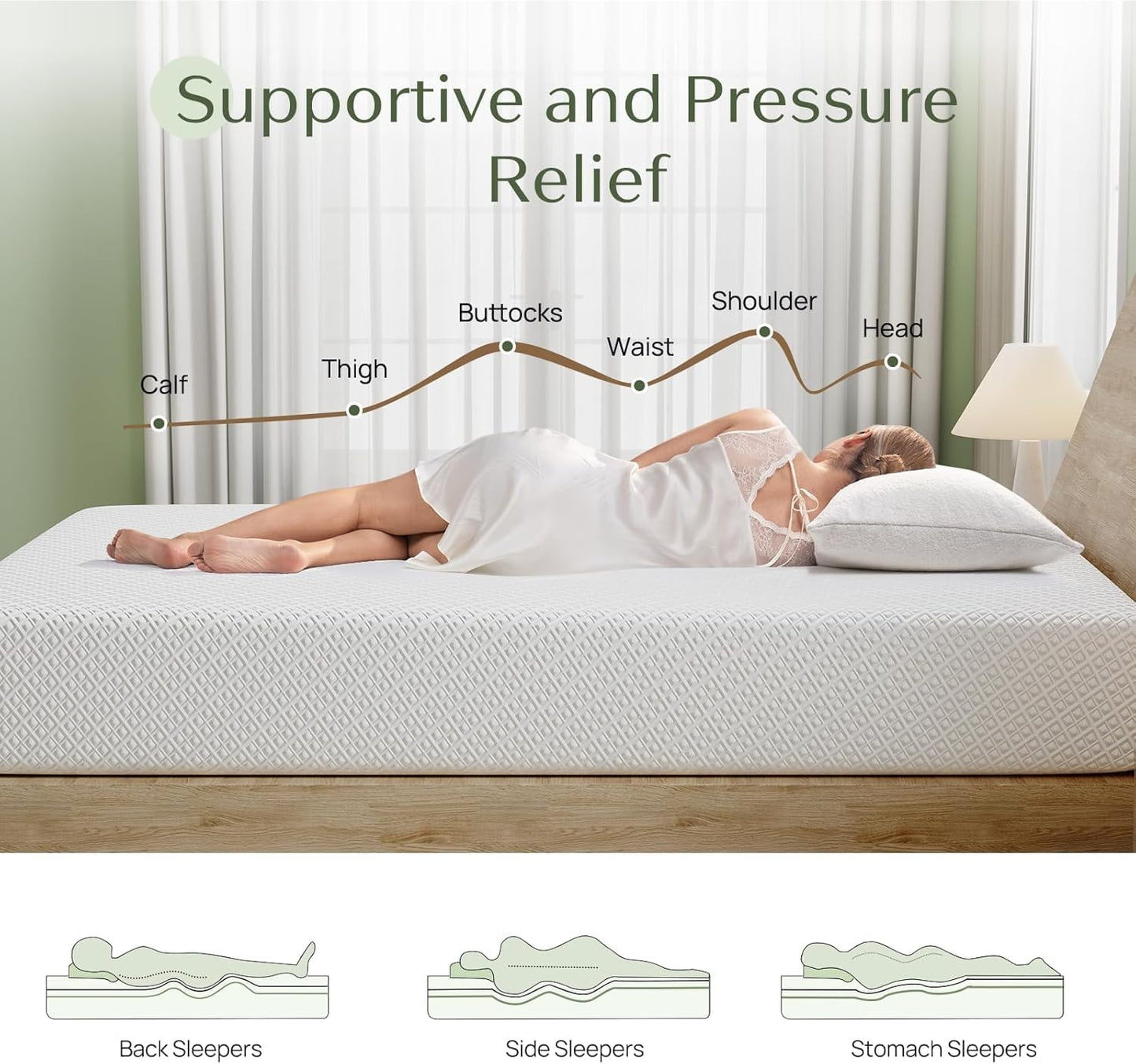Twin Size Mattress, 6 Inch Gel Memory Foam Mattress in a Box, Fiberglass Free, Breathable for Cooler Sleep Supportive & Pressure Relief, Certipur-Us Certified, White